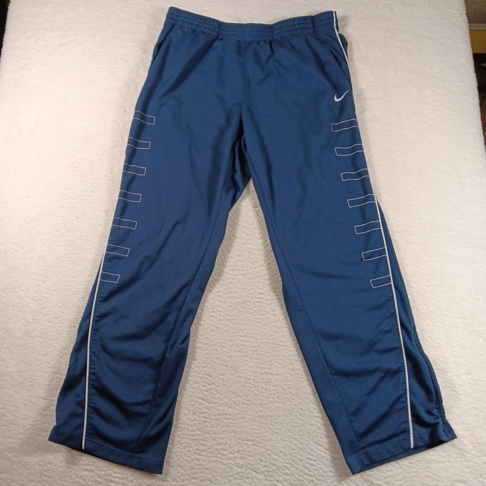 Vintage 90s Nike Team Joggers Mens XL Blue Striped Fleece Lined Y2K Drawstring